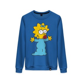 Женский свитшот хлопок с принтом Maggie Simpson в Санкт-Петербурге, 100% хлопок | прямой крой, круглый вырез, на манжетах и по низу широкая трикотажная резинка  | гомер