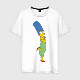 Мужская футболка хлопок с принтом Marge Simpson в Санкт-Петербурге, 100% хлопок | прямой крой, круглый вырез горловины, длина до линии бедер, слегка спущенное плечо. | simpsons | симпсоны | симсоны