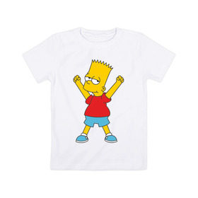 Детская футболка хлопок с принтом Bart Simpson (2) в Санкт-Петербурге, 100% хлопок | круглый вырез горловины, полуприлегающий силуэт, длина до линии бедер | Тематика изображения на принте: simpsons | барт | барт симпсон | симсоны | симспоны