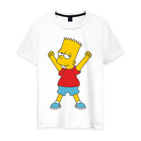 Мужская футболка хлопок с принтом Bart Simpson (2) в Санкт-Петербурге, 100% хлопок | прямой крой, круглый вырез горловины, длина до линии бедер, слегка спущенное плечо. | simpsons | барт | барт симпсон | симсоны | симспоны