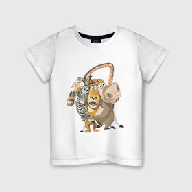 Детская футболка хлопок с принтом Мадагаскар (2) в Санкт-Петербурге, 100% хлопок | круглый вырез горловины, полуприлегающий силуэт, длина до линии бедер | 