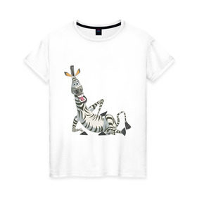 Женская футболка хлопок с принтом Мадагаскар (4) в Санкт-Петербурге, 100% хлопок | прямой крой, круглый вырез горловины, длина до линии бедер, слегка спущенное плечо | madagascar | зебра | мадагаскар