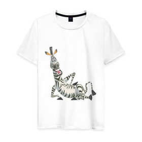 Мужская футболка хлопок с принтом Мадагаскар (4) в Санкт-Петербурге, 100% хлопок | прямой крой, круглый вырез горловины, длина до линии бедер, слегка спущенное плечо. | madagascar | зебра | мадагаскар