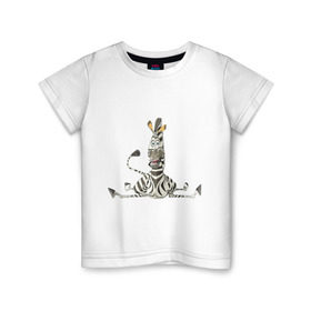 Детская футболка хлопок с принтом Мадагаскар (5) в Санкт-Петербурге, 100% хлопок | круглый вырез горловины, полуприлегающий силуэт, длина до линии бедер | madagascar | зебра | мадагаскар