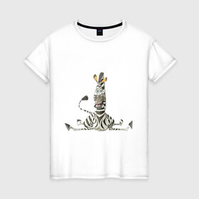 Женская футболка хлопок с принтом Мадагаскар (5) в Санкт-Петербурге, 100% хлопок | прямой крой, круглый вырез горловины, длина до линии бедер, слегка спущенное плечо | madagascar | зебра | мадагаскар