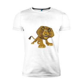 Мужская футболка премиум с принтом Мадагаскар (6) в Санкт-Петербурге, 92% хлопок, 8% лайкра | приталенный силуэт, круглый вырез ворота, длина до линии бедра, короткий рукав | madagascar | лев | мадагаскар