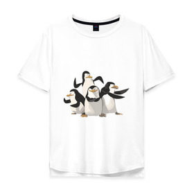 Мужская футболка хлопок Oversize с принтом Мадагаскар (8) в Санкт-Петербурге, 100% хлопок | свободный крой, круглый ворот, “спинка” длиннее передней части | Тематика изображения на принте: madagascar | мадагаскар | пингвины