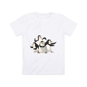 Детская футболка хлопок с принтом Мадагаскар (8) в Санкт-Петербурге, 100% хлопок | круглый вырез горловины, полуприлегающий силуэт, длина до линии бедер | madagascar | мадагаскар | пингвины