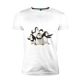 Мужская футболка премиум с принтом Мадагаскар (8) в Санкт-Петербурге, 92% хлопок, 8% лайкра | приталенный силуэт, круглый вырез ворота, длина до линии бедра, короткий рукав | Тематика изображения на принте: madagascar | мадагаскар | пингвины