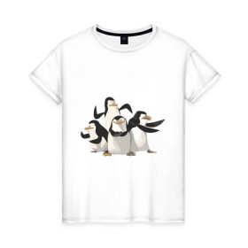 Женская футболка хлопок с принтом Мадагаскар (8) в Санкт-Петербурге, 100% хлопок | прямой крой, круглый вырез горловины, длина до линии бедер, слегка спущенное плечо | madagascar | мадагаскар | пингвины