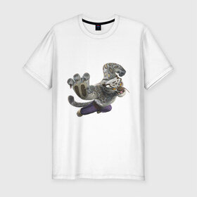 Мужская футболка премиум с принтом Кунг фу Панда (4) в Санкт-Петербурге, 92% хлопок, 8% лайкра | приталенный силуэт, круглый вырез ворота, длина до линии бедра, короткий рукав | kung fu panda | panda | кунг фу | кунг фу панда