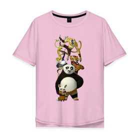 Мужская футболка хлопок Oversize с принтом Кунг фу Панда (10) в Санкт-Петербурге, 100% хлопок | свободный крой, круглый ворот, “спинка” длиннее передней части | kung fu panda | panda | кунг фу | кунг фу панда