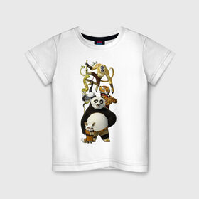 Детская футболка хлопок с принтом Кунг фу Панда (10) в Санкт-Петербурге, 100% хлопок | круглый вырез горловины, полуприлегающий силуэт, длина до линии бедер | kung fu panda | panda | кунг фу | кунг фу панда