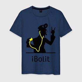 Мужская футболка хлопок с принтом iBolit в Санкт-Петербурге, 100% хлопок | прямой крой, круглый вырез горловины, длина до линии бедер, слегка спущенное плечо. | apple | ibolit | mac | айболит | мак