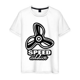 Мужская футболка хлопок с принтом speed addict в Санкт-Петербурге, 100% хлопок | прямой крой, круглый вырез горловины, длина до линии бедер, слегка спущенное плечо. | 