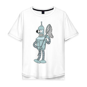 Мужская футболка хлопок Oversize с принтом Futurama (3) в Санкт-Петербурге, 100% хлопок | свободный крой, круглый ворот, “спинка” длиннее передней части | 