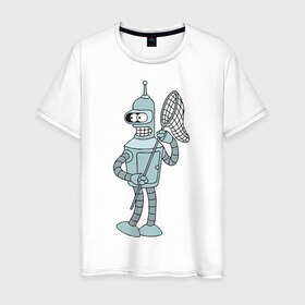 Мужская футболка хлопок с принтом Futurama (3) в Санкт-Петербурге, 100% хлопок | прямой крой, круглый вырез горловины, длина до линии бедер, слегка спущенное плечо. | Тематика изображения на принте: 