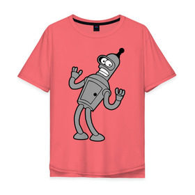 Мужская футболка хлопок Oversize с принтом Futurama (4) в Санкт-Петербурге, 100% хлопок | свободный крой, круглый ворот, “спинка” длиннее передней части | bender | futurama | бендер | футурама