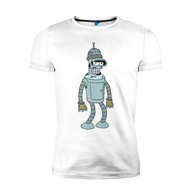 Мужская футболка премиум с принтом Futurama (6) в Санкт-Петербурге, 92% хлопок, 8% лайкра | приталенный силуэт, круглый вырез ворота, длина до линии бедра, короткий рукав | futurama | бендер | футурама