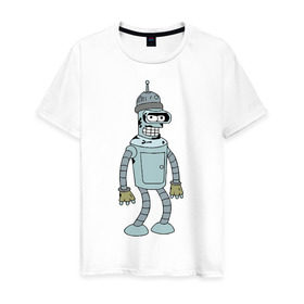 Мужская футболка хлопок с принтом Futurama (6) в Санкт-Петербурге, 100% хлопок | прямой крой, круглый вырез горловины, длина до линии бедер, слегка спущенное плечо. | futurama | бендер | футурама