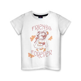 Детская футболка хлопок с принтом Friends Forever в Санкт-Петербурге, 100% хлопок | круглый вырез горловины, полуприлегающий силуэт, длина до линии бедер | friends | девочки | дружба | друзья | навсегда