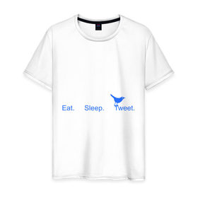 Мужская футболка хлопок с принтом Твиттер в Санкт-Петербурге, 100% хлопок | прямой крой, круглый вырез горловины, длина до линии бедер, слегка спущенное плечо. | 