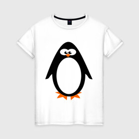 Женская футболка хлопок с принтом Пингвин в Санкт-Петербурге, 100% хлопок | прямой крой, круглый вырез горловины, длина до линии бедер, слегка спущенное плечо | 