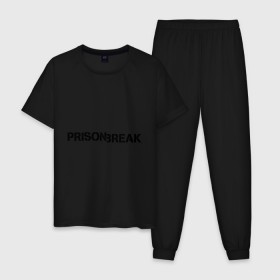 Мужская пижама хлопок с принтом Prison Break в Санкт-Петербурге, 100% хлопок | брюки и футболка прямого кроя, без карманов, на брюках мягкая резинка на поясе и по низу штанин
 | Тематика изображения на принте: prison break | побег