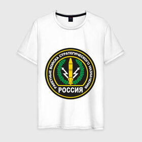 Мужская футболка хлопок с принтом РВСН в Санкт-Петербурге, 100% хлопок | прямой крой, круглый вырез горловины, длина до линии бедер, слегка спущенное плечо. | рвсн