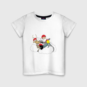 Детская футболка хлопок с принтом Санта-байкер в Санкт-Петербурге, 100% хлопок | круглый вырез горловины, полуприлегающий силуэт, длина до линии бедер | 2012 | new year | дед | дед мороз | нг | новый 2012 | новый год | олень | санта | санта клаус