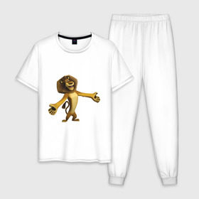 Мужская пижама хлопок с принтом Мадагаскар-Лев (2) в Санкт-Петербурге, 100% хлопок | брюки и футболка прямого кроя, без карманов, на брюках мягкая резинка на поясе и по низу штанин
 | madagascar | лев | мадагаскар