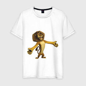 Мужская футболка хлопок с принтом Мадагаскар-Лев (2) в Санкт-Петербурге, 100% хлопок | прямой крой, круглый вырез горловины, длина до линии бедер, слегка спущенное плечо. | madagascar | лев | мадагаскар