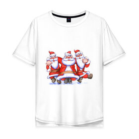 Мужская футболка хлопок Oversize с принтом Деды Морозы в Санкт-Петербурге, 100% хлопок | свободный крой, круглый ворот, “спинка” длиннее передней части | 2012 | new year | дед мороз | нг | новый 2012 | новый год | санта | санта клаус