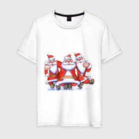 Мужская футболка хлопок с принтом Деды Морозы в Санкт-Петербурге, 100% хлопок | прямой крой, круглый вырез горловины, длина до линии бедер, слегка спущенное плечо. | 2012 | new year | дед мороз | нг | новый 2012 | новый год | санта | санта клаус