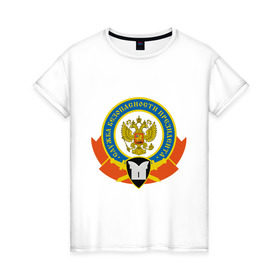 Женская футболка хлопок с принтом Служба Безопасности Президента в Санкт-Петербурге, 100% хлопок | прямой крой, круглый вырез горловины, длина до линии бедер, слегка спущенное плечо | служба безопасности президента | федеральная служба охраны | фсо