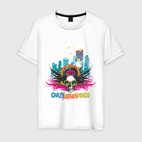 Мужская футболка хлопок с принтом Crazy urban disco в Санкт-Петербурге, 100% хлопок | прямой крой, круглый вырез горловины, длина до линии бедер, слегка спущенное плечо. | club | crazy | crazy  disco | disco | urban | urban disco | диско | клуб | клубные | крейзи диско | урбан | урбан стайл