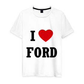 Мужская футболка хлопок с принтом l love ford в Санкт-Петербурге, 100% хлопок | прямой крой, круглый вырез горловины, длина до линии бедер, слегка спущенное плечо. | Тематика изображения на принте: car | ford | l love ford | авто | автомобиль | машины | тачки | форд | я люблю форд