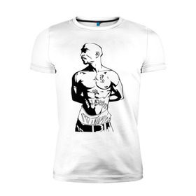 Мужская футболка премиум с принтом 2pac (2) в Санкт-Петербурге, 92% хлопок, 8% лайкра | приталенный силуэт, круглый вырез ворота, длина до линии бедра, короткий рукав | rap | tupac