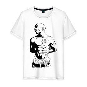 Мужская футболка хлопок с принтом 2pac (2) в Санкт-Петербурге, 100% хлопок | прямой крой, круглый вырез горловины, длина до линии бедер, слегка спущенное плечо. | rap | tupac