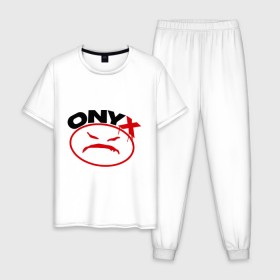 Мужская пижама хлопок с принтом Onyx в Санкт-Петербурге, 100% хлопок | брюки и футболка прямого кроя, без карманов, на брюках мягкая резинка на поясе и по низу штанин
 | gangsta | hip hop | hop | оникс | хоп