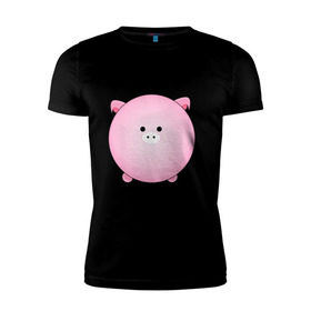 Мужская футболка премиум с принтом Cute Puffy Animals (2) в Санкт-Петербурге, 92% хлопок, 8% лайкра | приталенный силуэт, круглый вырез ворота, длина до линии бедра, короткий рукав | cute puffy animals | животные | милые надутые | поросенок | свинка | свинья | хрюн | хрюшка