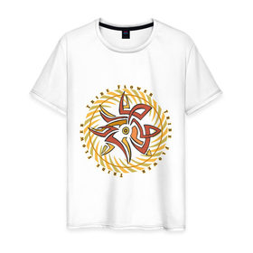 Мужская футболка хлопок с принтом Trible flower в Санкт-Петербурге, 100% хлопок | прямой крой, круглый вырез горловины, длина до линии бедер, слегка спущенное плечо. | 