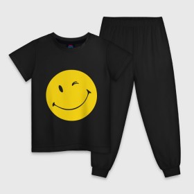 Детская пижама хлопок с принтом Smiles в Санкт-Петербурге, 100% хлопок |  брюки и футболка прямого кроя, без карманов, на брюках мягкая резинка на поясе и по низу штанин
 | smiles | подмигивающий смайлик | смайл | смайлик | улыбающейся смайлик | улыбка