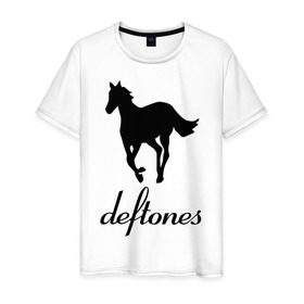 Мужская футболка хлопок с принтом Deftones (3) в Санкт-Петербурге, 100% хлопок | прямой крой, круглый вырез горловины, длина до линии бедер, слегка спущенное плечо. | дефтонс | лошадь | музыка | рок | эмблема deftones