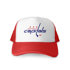 Кепка тракер с сеткой с принтом Washington Capitals в Санкт-Петербурге, трикотажное полотно; задняя часть — сетка | длинный козырек, универсальный размер, пластиковая застежка | washington capitals | вашингтон капиталс | лига | нхл | хокей | хоккей