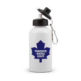 Бутылка спортивная с принтом Toronto Maple Leafs в Санкт-Петербурге, металл | емкость — 500 мл, в комплекте две пластиковые крышки и карабин для крепления | 