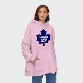 Худи SuperOversize хлопок с принтом Toronto Maple Leafs в Санкт-Петербурге, 70% хлопок, 30% полиэстер, мягкий начес внутри | карман-кенгуру, эластичная резинка на манжетах и по нижней кромке, двухслойный капюшон
 | 