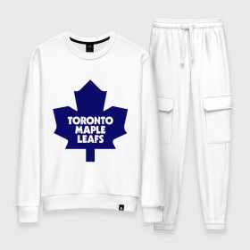 Женский костюм хлопок с принтом Toronto Maple Leafs в Санкт-Петербурге, 100% хлопок | на свитшоте круглая горловина, мягкая резинка по низу. Брюки заужены к низу, на них два вида карманов: два 