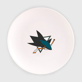 Тарелка 3D с принтом San Jose Sharks в Санкт-Петербурге, фарфор | диаметр - 210 мм
диаметр для нанесения принта - 120 мм | Тематика изображения на принте: национальная хоккейная лига | нхл | сан хосе шаркс