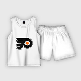 Детская пижама с шортами хлопок с принтом Philadelphia Flyers в Санкт-Петербурге,  |  | hockey | nhl | национальная лига | нхл | филадельфия флаерс | хокей | хоккей
